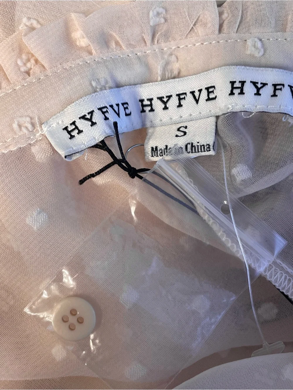NWT Hyfve Cream Swiss Dot Ruffle Chiffon Mini Dress Boho S - Picture 6 of 7